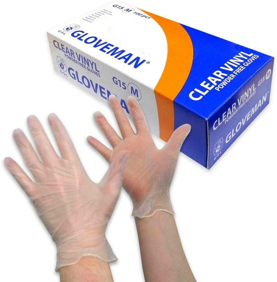 Generic Gloveman Clear Vinyl Gloves (Box of 100) (Medium)