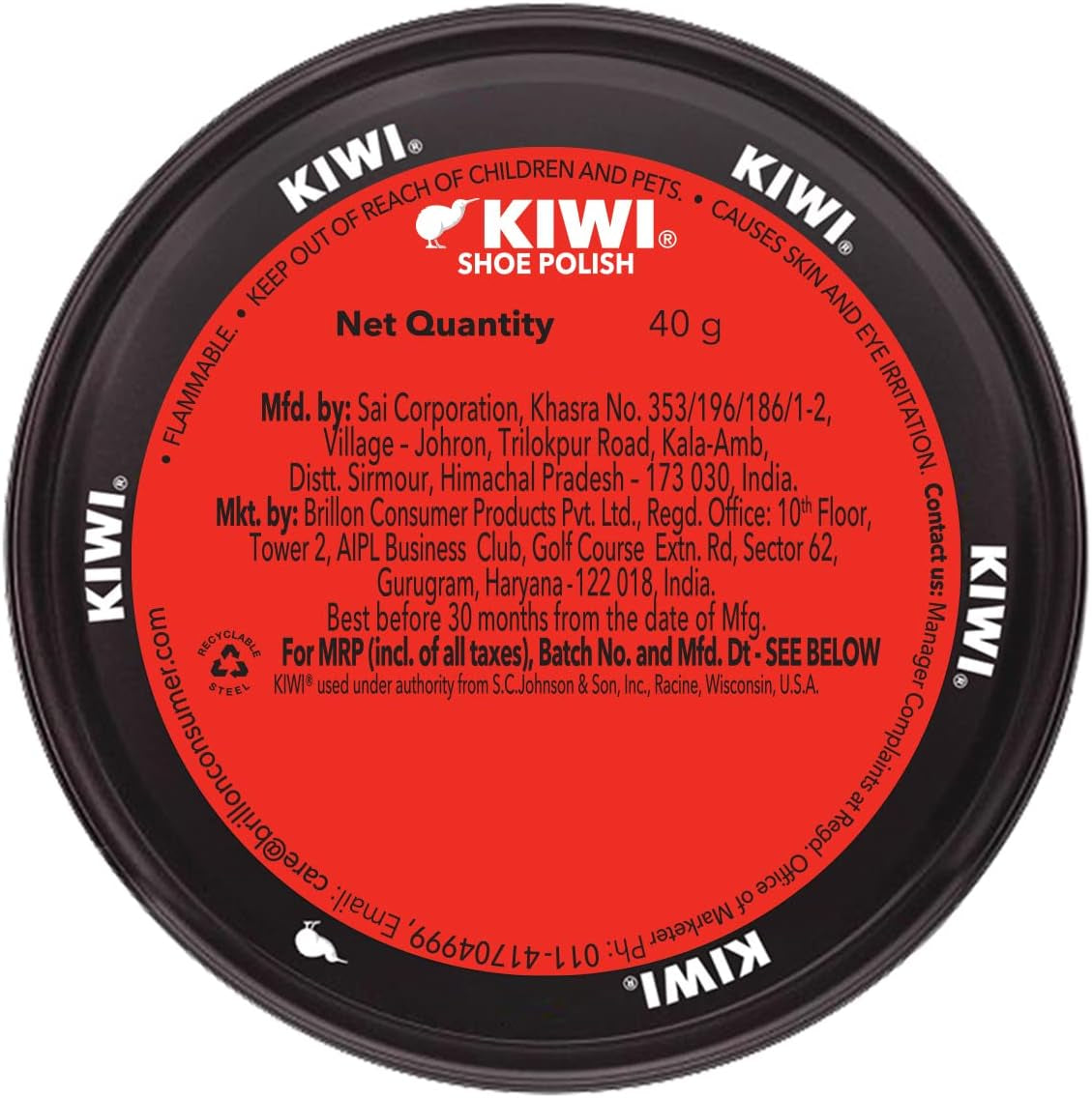 Kiwi Shoe Polish Black 40 Gram