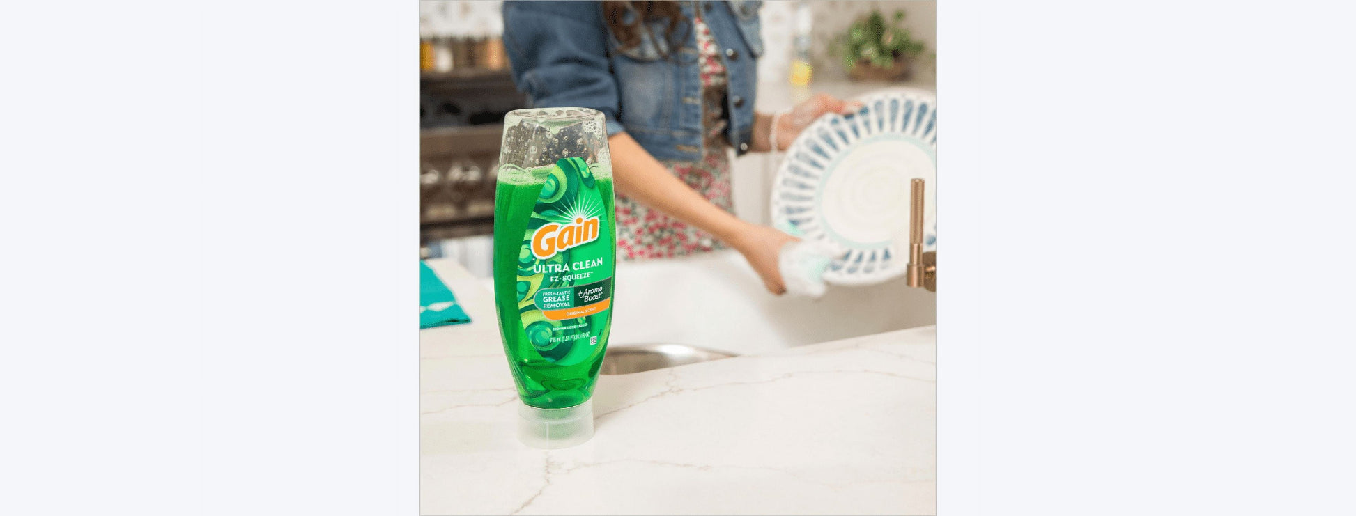 Gain Ez-Squeeze Dishwashing Liquid Dish Soap, Original Scent, 14.70 Fl Oz