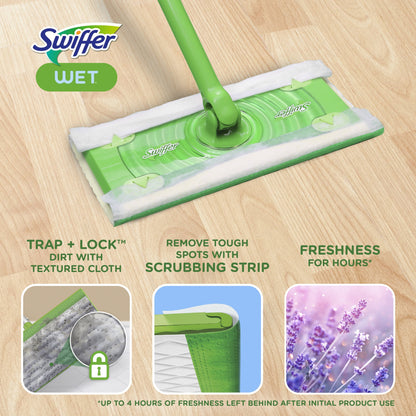 Swiffer Sweep + Mop, Wet Pads Refill, Floor Cleaner, Cleaning Cloths, Lavender, 24Ct