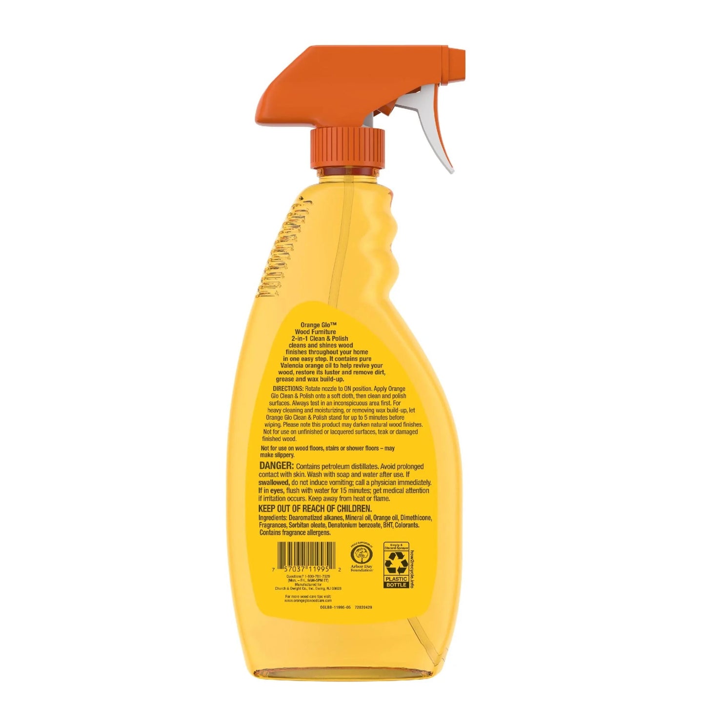 Orange Glo Wood Furniture 2-In-1 Clean & Polish Spray, 16 Oz.