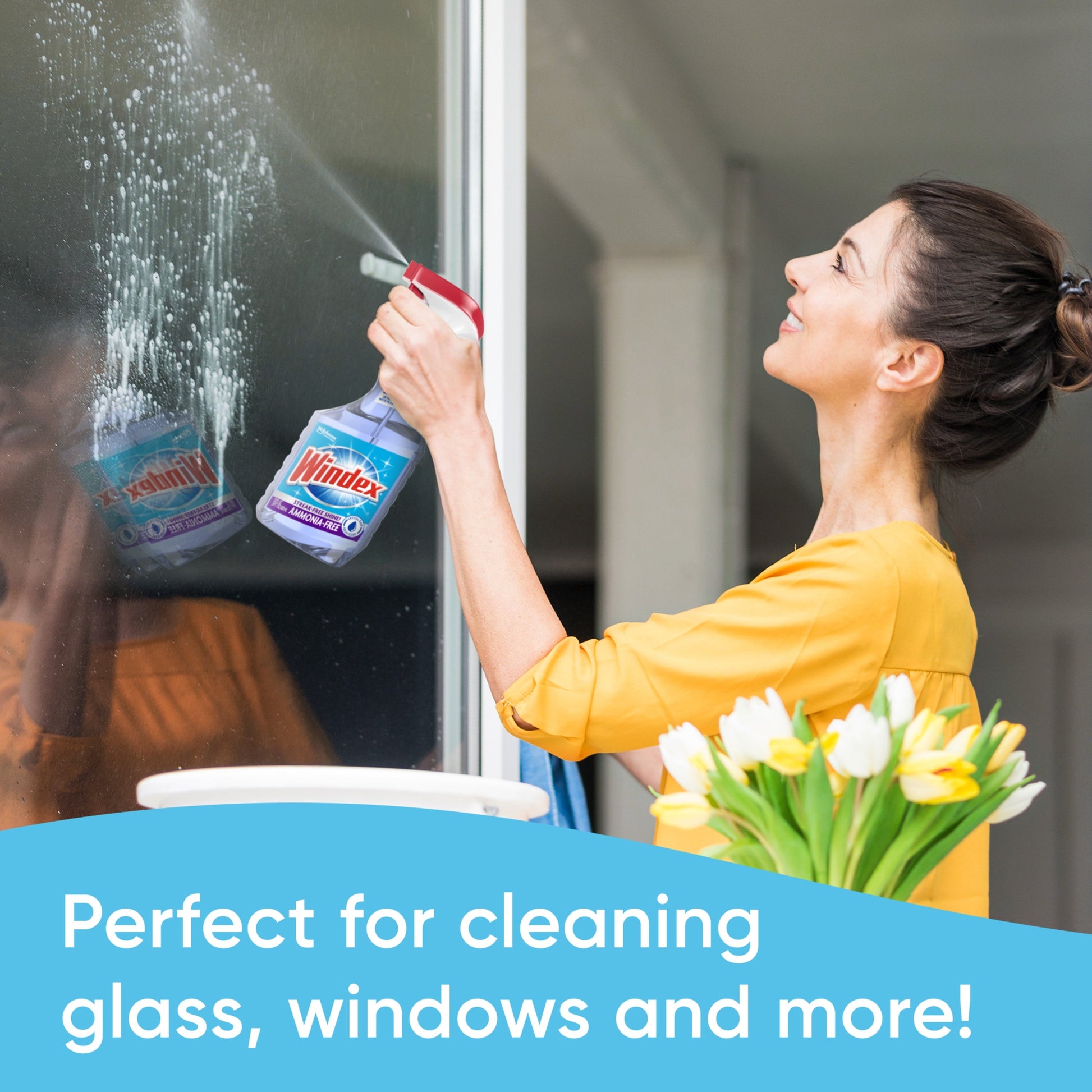 Windex Ammonia-Free Glass Cleaner, Crystal Rain Scent, Spray Bottle, 23 Fl Oz