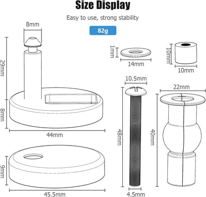 Quick Release Toilet Seat Fixings, Ancabletop Universal Toilet Seat Hinge Fittings for WC Toilet Blind Holes 2 Pack