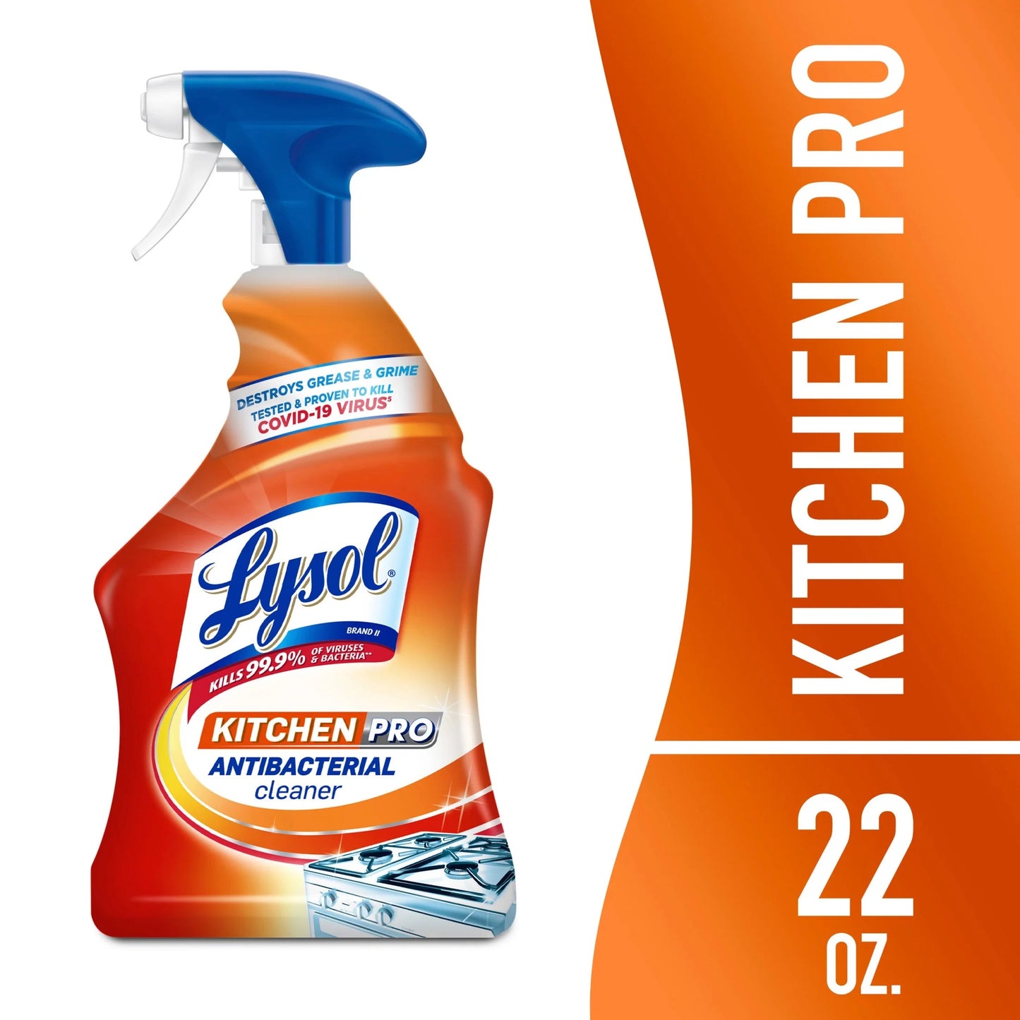 Lysol, Kitchen Pro Antibacterial Cleaner,Spray for Kitchens, No Harsh Chemicals, 22Oz (650Ml)