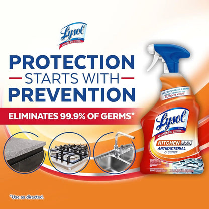 Lysol, Kitchen Pro Antibacterial Cleaner,Spray for Kitchens, No Harsh Chemicals, 22Oz (650Ml)