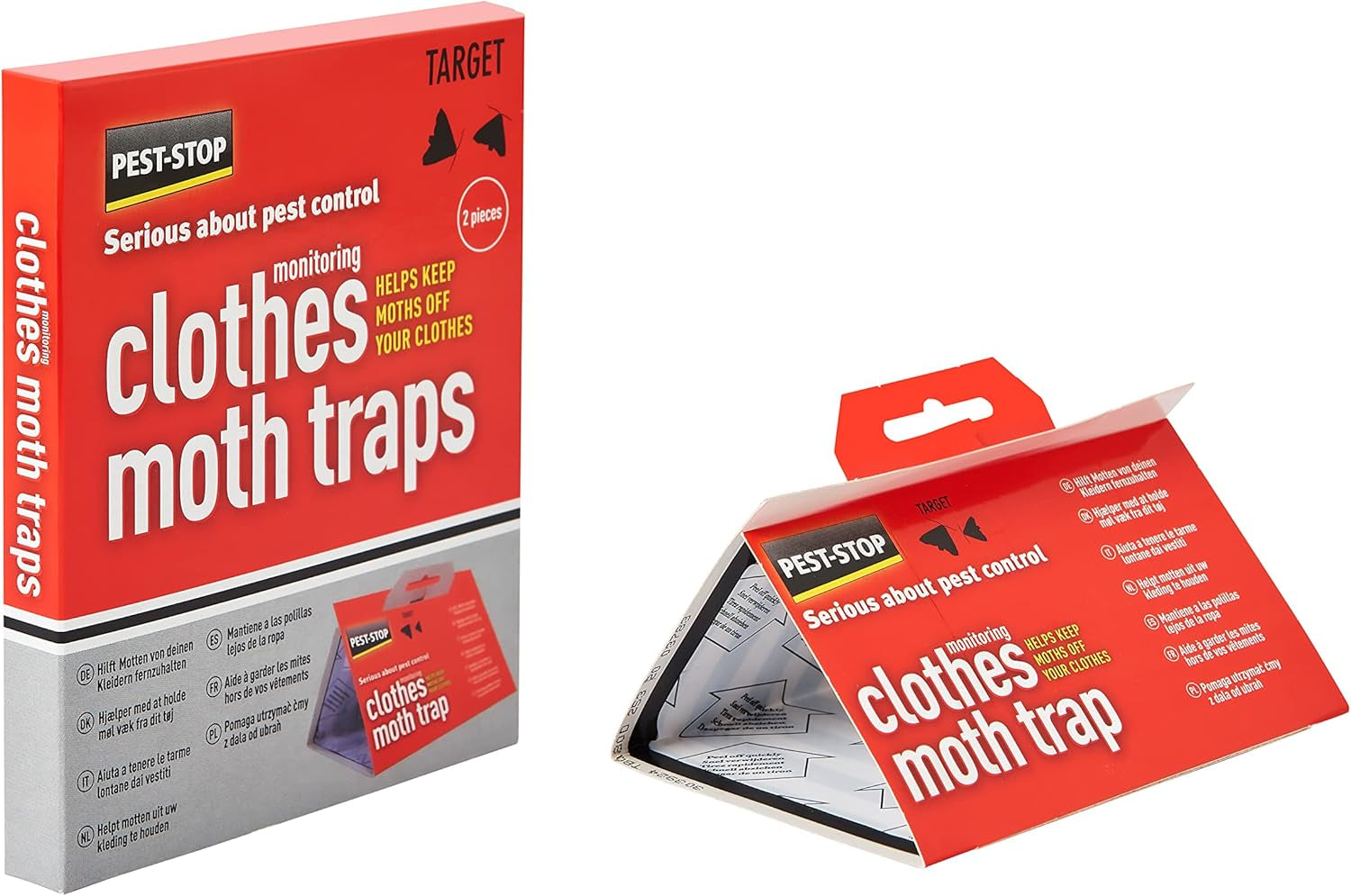 Pest-Stop Clothes Moth Traps - Insecticide Free and Odourless - Safe for Children and Pets - Ideal for Drawers - Easy to Assemble - Contains 2 Traps