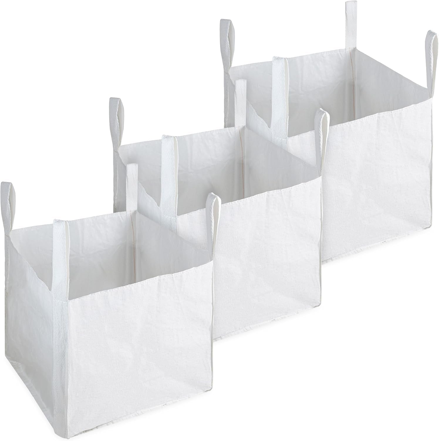 Deco Express Commercial Waste Bags 500L Heavy Duty Industrial Fabric FIBC Builders Bags with Handles, 1 or 1.5 Tonnes, White, 80 X 80 X 80 Cm (White 1T - 5 Pack)