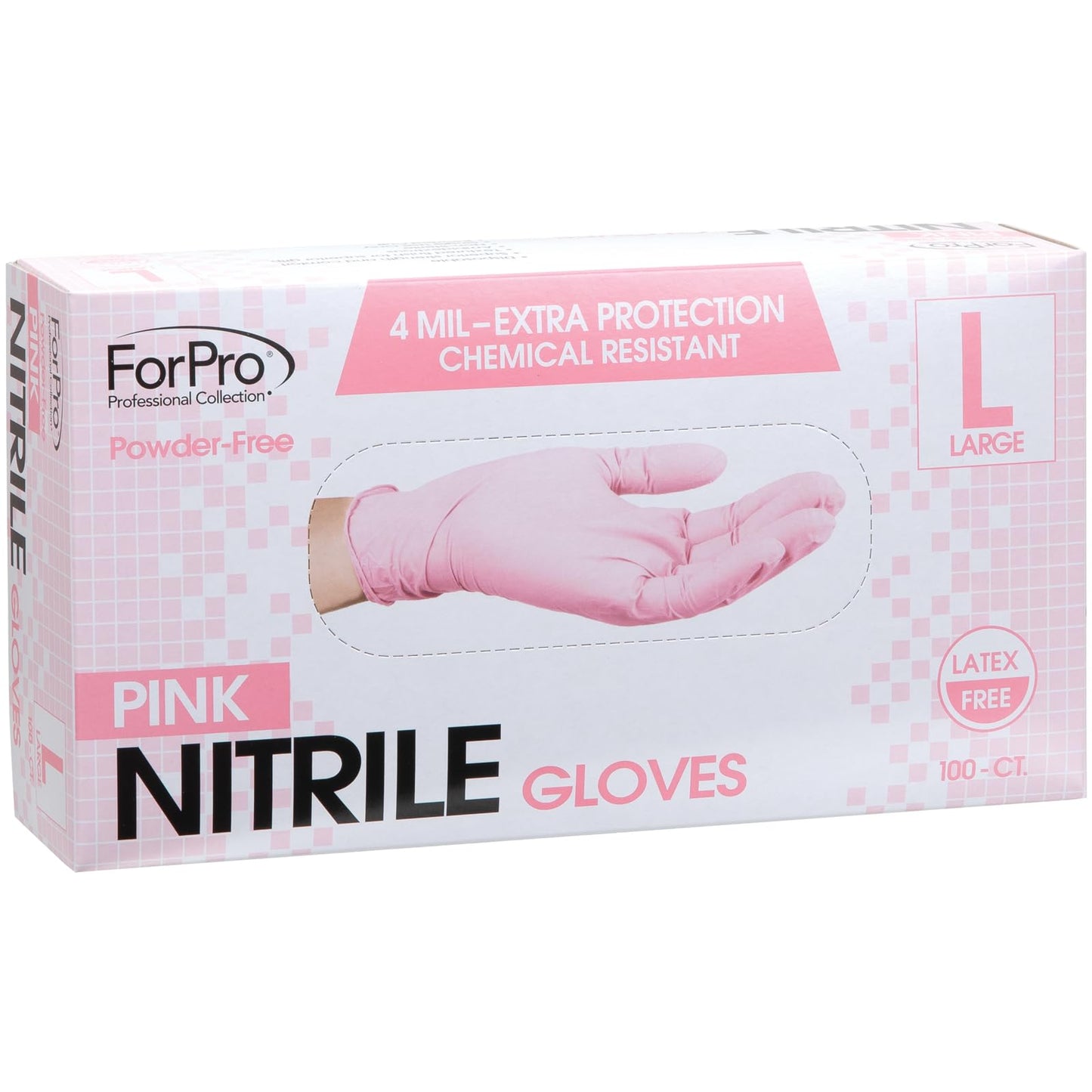 ForPro Disposable Nitrile Gloves, Powder-Free, Latex-Free, Chemical & Food Safe, Non-Sterile, 4 Mil, Black, Large, 100-Count