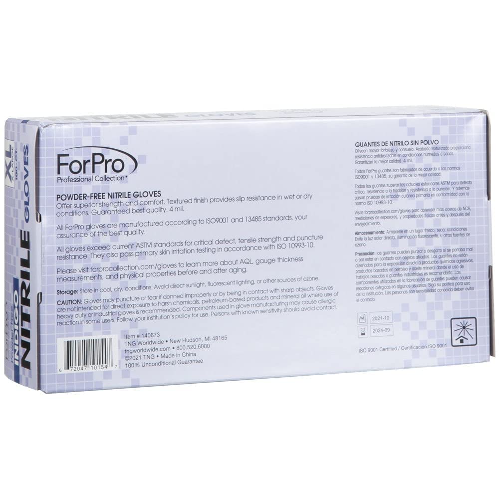 ForPro Disposable Nitrile Gloves, Powder-Free, Latex-Free, Chemical & Food Safe, Non-Sterile, 4 Mil, Black, Large, 100-Count