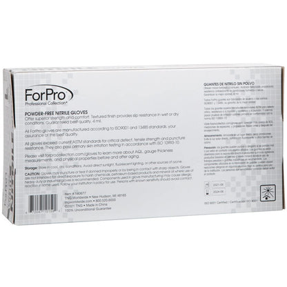 ForPro Disposable Nitrile Gloves, Powder-Free, Latex-Free, Chemical & Food Safe, Non-Sterile, 4 Mil, Black, Large, 100-Count