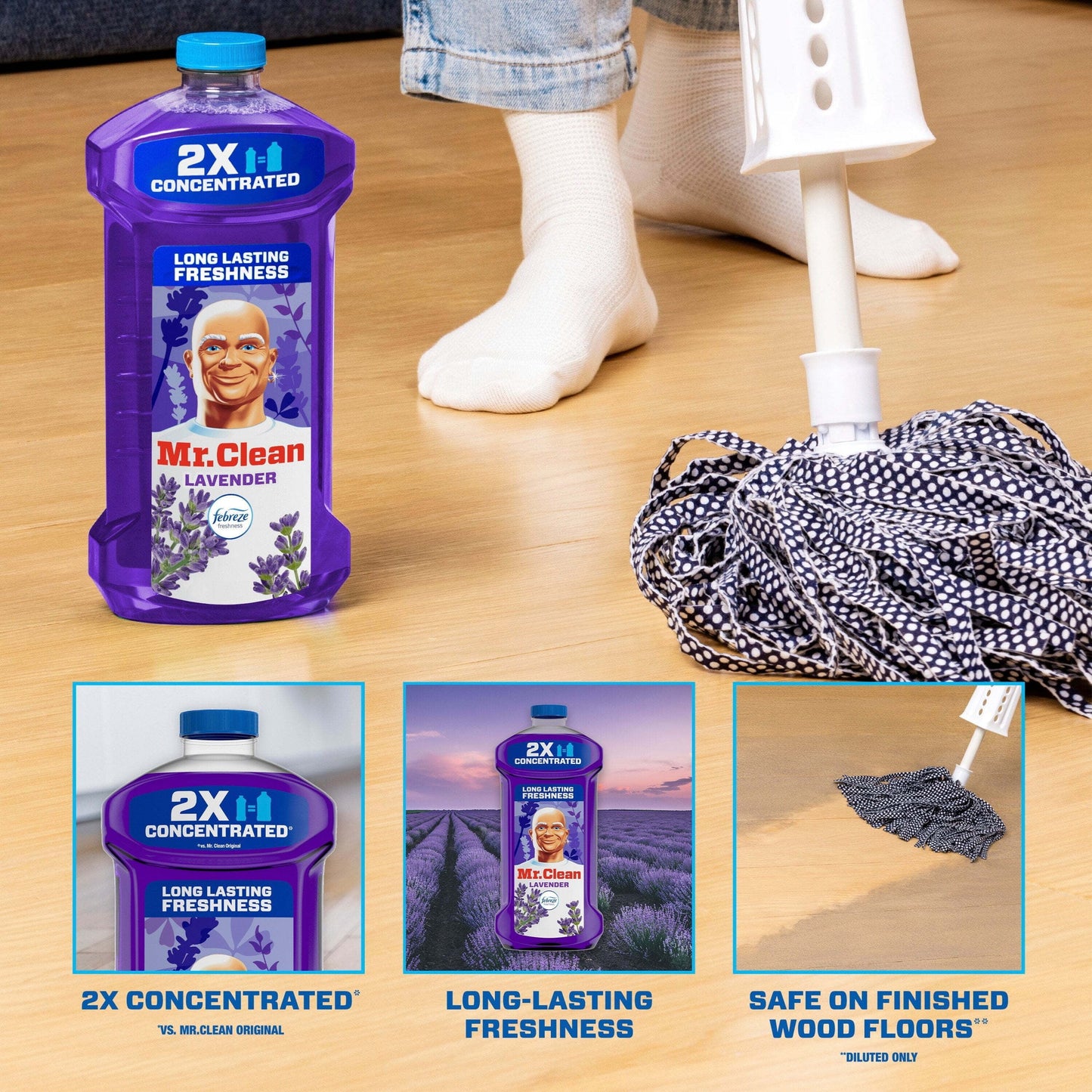 Mr. Clean 2X Concentrated Multi Surface Cleaner with Febreze Lavender Scent, 41 Fl Oz