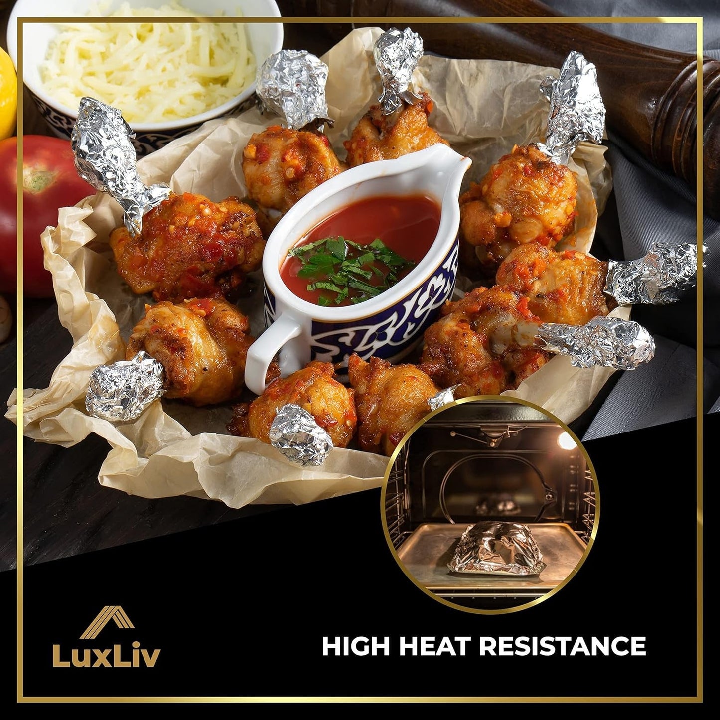 Luxliv ® 50M Premium Heavy Duty 20 Micron Thick Kitchen Foil Catering Aluminium Tin Foil Roll - 30Cm Wide