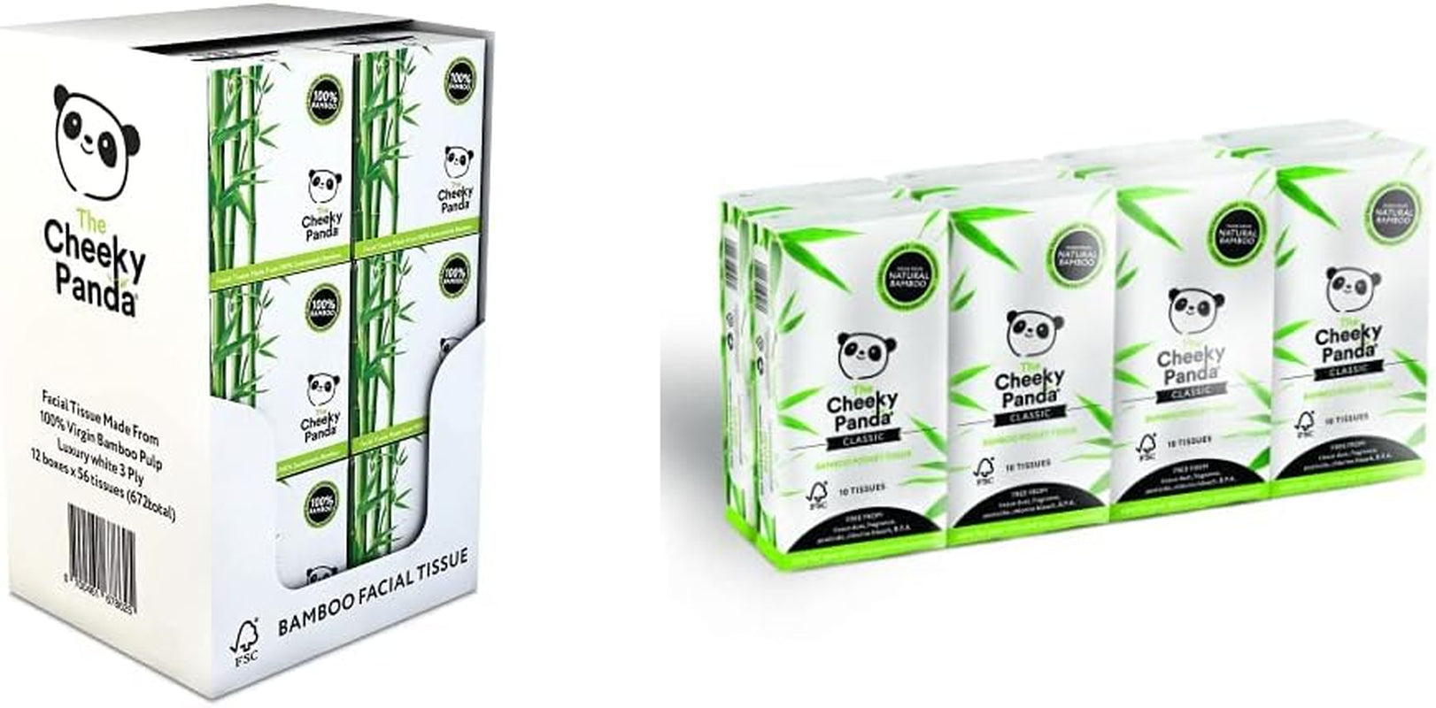 The Cheeky Panda Bamboo Facial Tissues | Sustainable Tissue Box | Plastic Free Box of Tissues