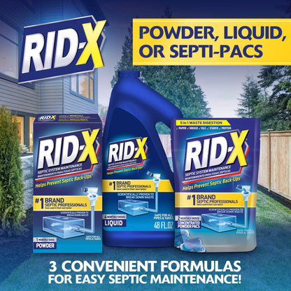 RID-X Septic 100% Biobased Tank Treatment, 3 Month Supply of Liquid, 24 Oz