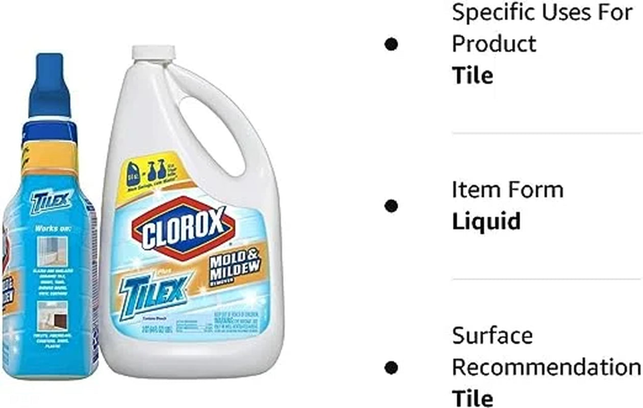 Tilex Clorox Mold and Mildew Remover Toilet Tiles Spray 64 Fl Oz and 32 Fl Oz - Pack of 2