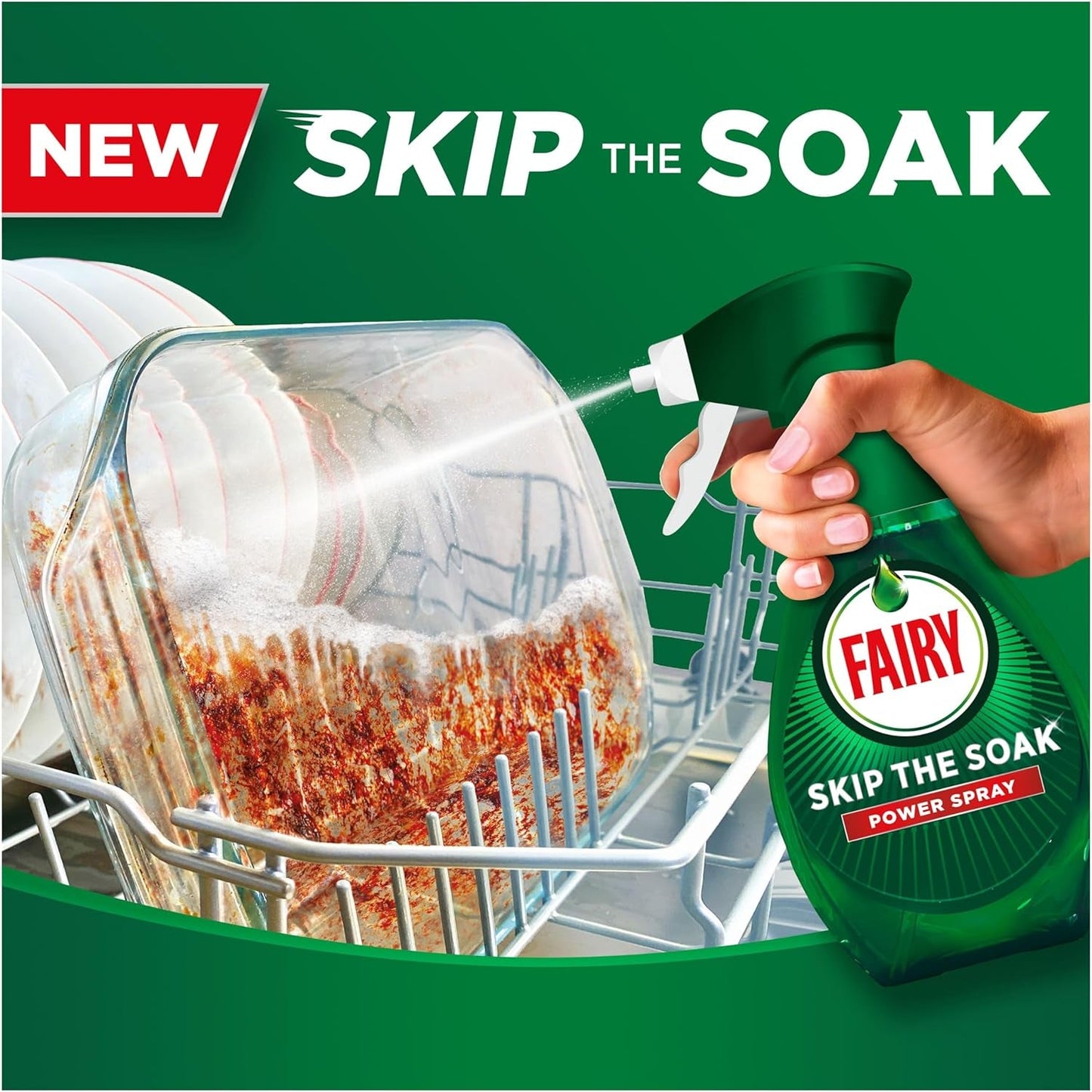 Fairy Skip the Soak Dish Power Spray + Refill Lemon 1300Ml, Pre-Treatment Spray for Dishes & Kitchen, Effective on 100% Kitchen Grease, anti Grease Remover, Degreaser Spray, Fast & Effortless Clean