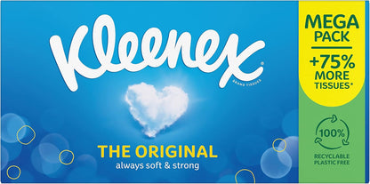 Kleenex Original Tissues, Mega Pack – 1,344 Sheets (12 Boxes X 112 Sheets) - Always Soft and Strong for Everyday Use - Now 75% More Tissues in a Box