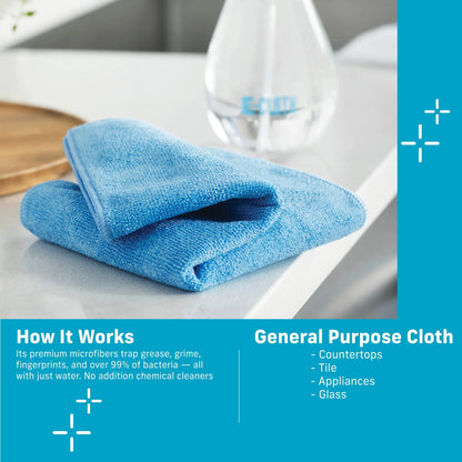 E-Cloth General Purpose Cleaning Cloth, Premium Microfiber Cleaning Cloth, 100 Wash Guarantee, Assorted Colors, 4 Pack