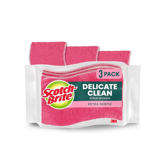 Scotch-Brite Sponge for Delicate Surfaces, Gentle Safe Clean, 3 Scrubbers