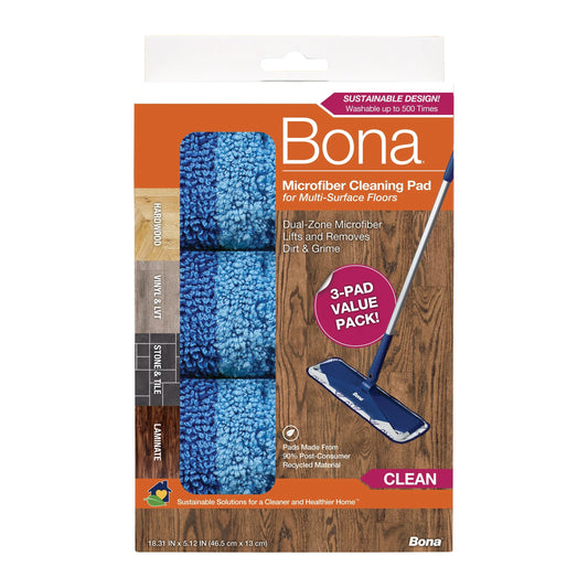 Bona Microfiber Cleaning Pad for Multi-Surface Floors 3Ct