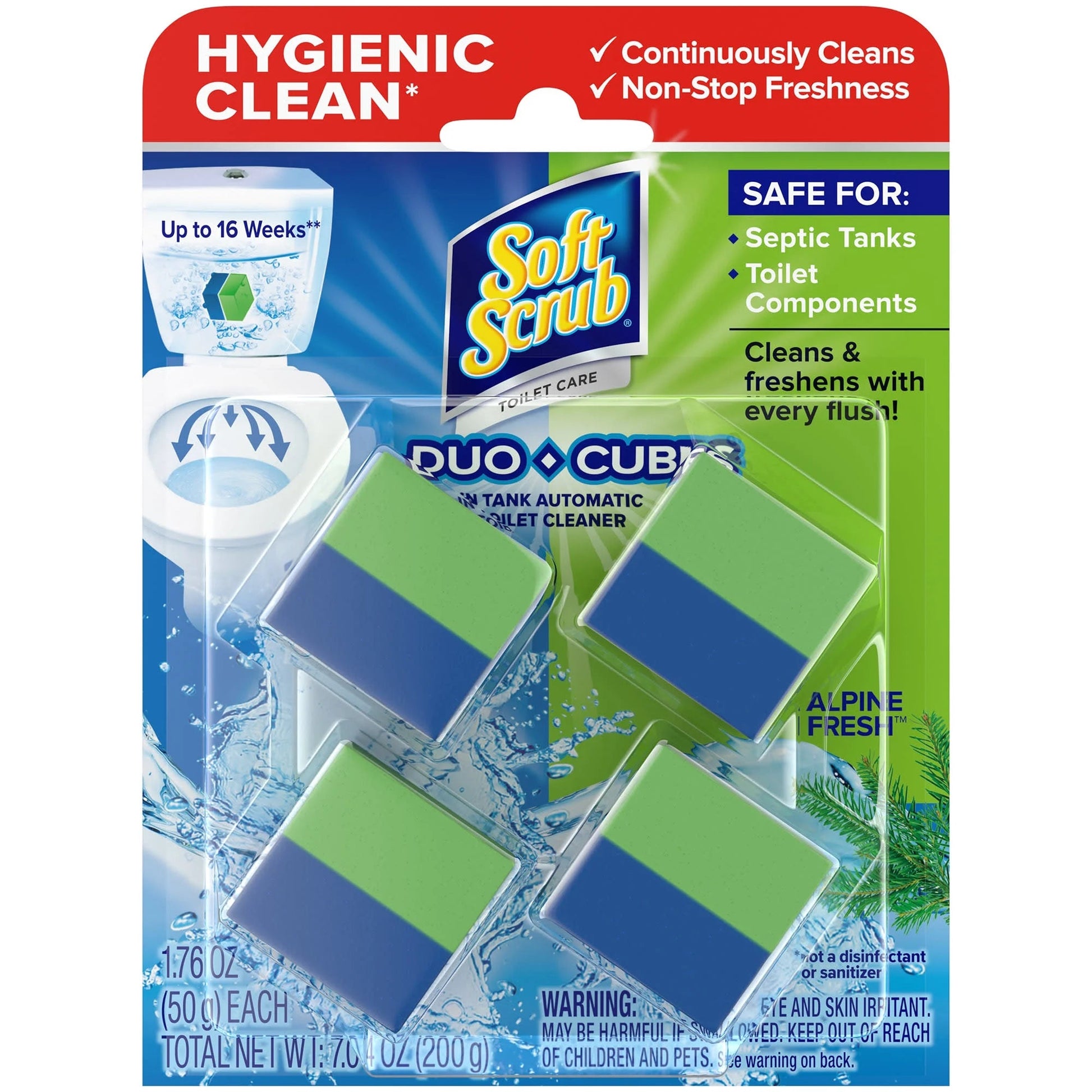 Soft Scrub In-Tank Toilet Cleaner Duo-Cubes, Alpine Fresh, 4 Count