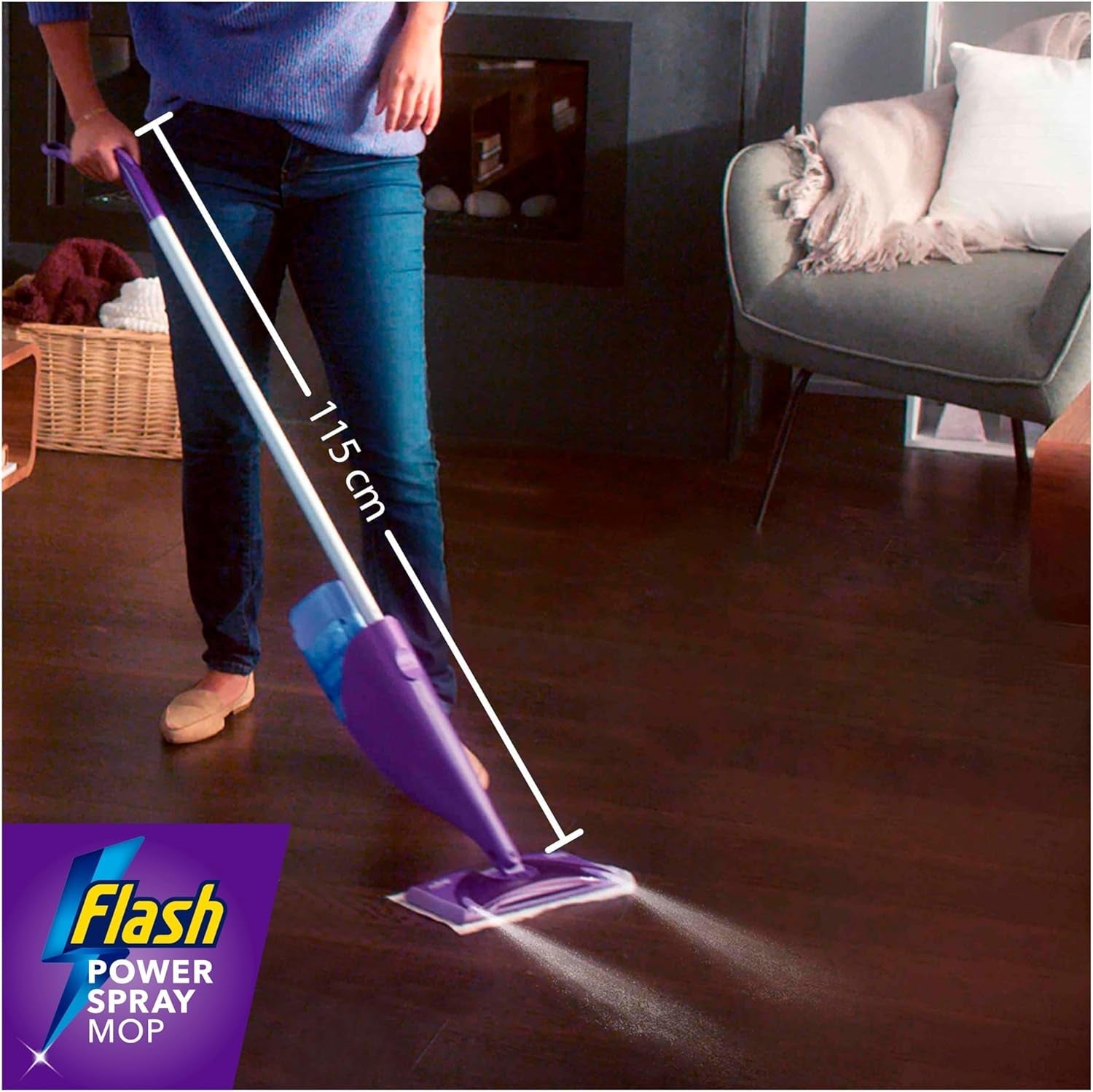 Flash Power Spray Mop Refill Liquid, Flash Power Mop Refill Liquid, Floor Cleaner, Citrus Fresh, 5 Litres (1.25 L X 4), Flash Floor Cleaner