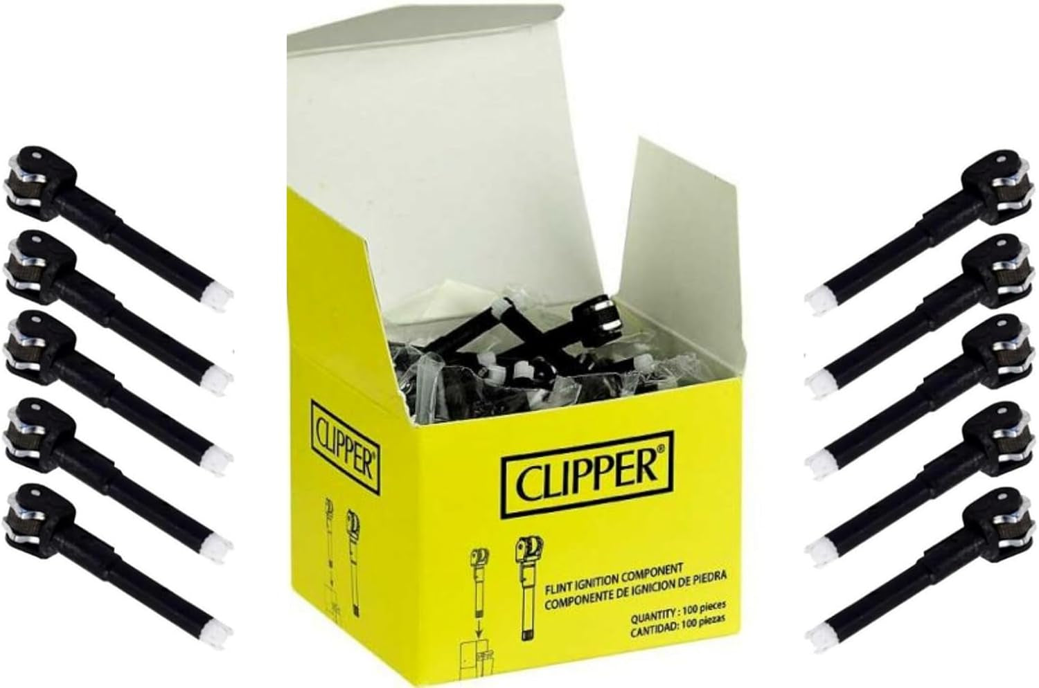 Clipper Flints | Lighter Replacement Wheel Stem | Flints Included |10 Pack | Standard Size Barrel