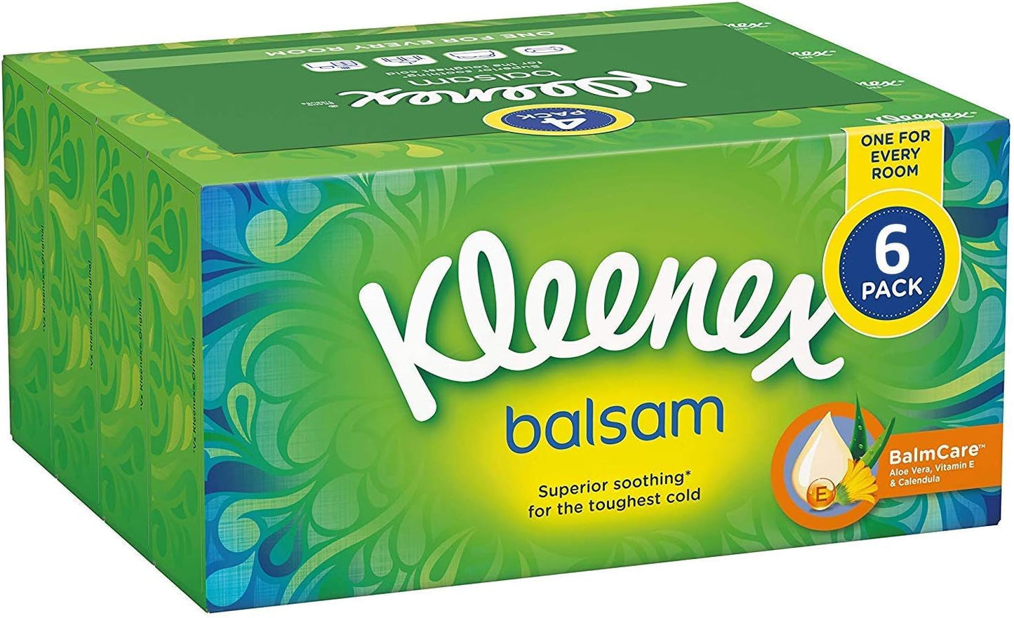 Kleenex Balsam 3 Ply Facial Tissues Superior Soothing Balm Care, 384 Count, Pack of 6, Cost270680(Packaging May Vary)