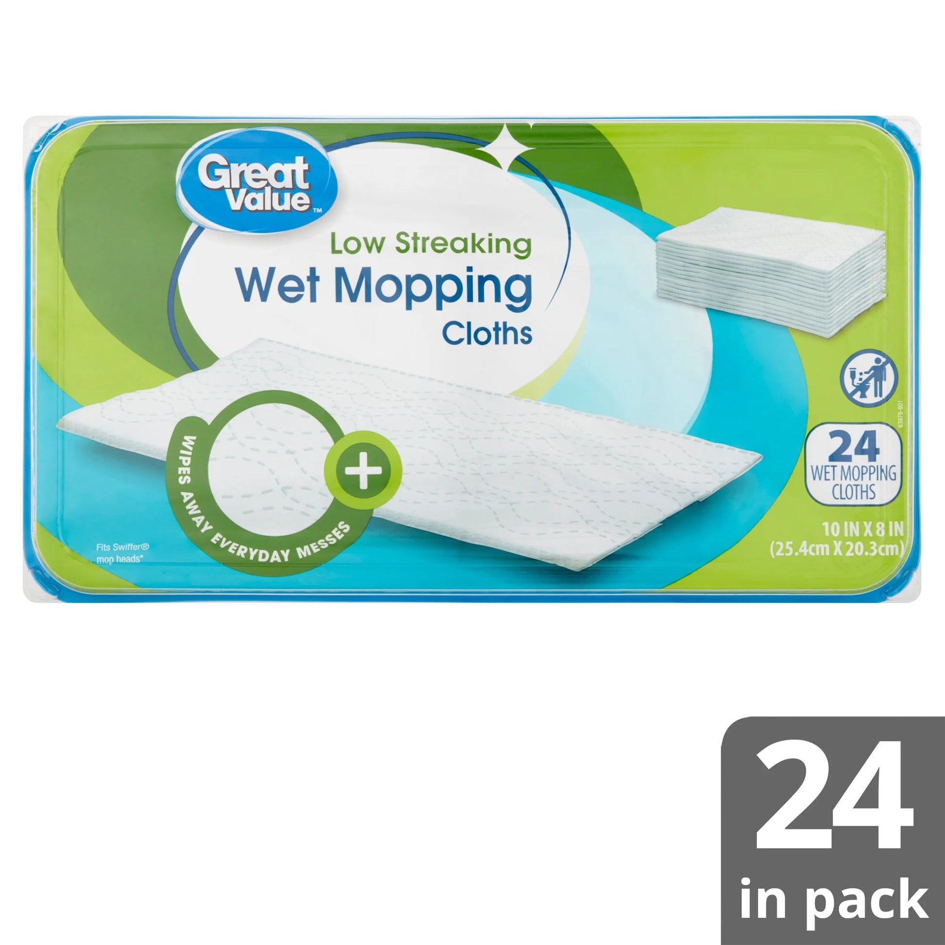 Great Value Wet Mopping Cloths, 24 Count