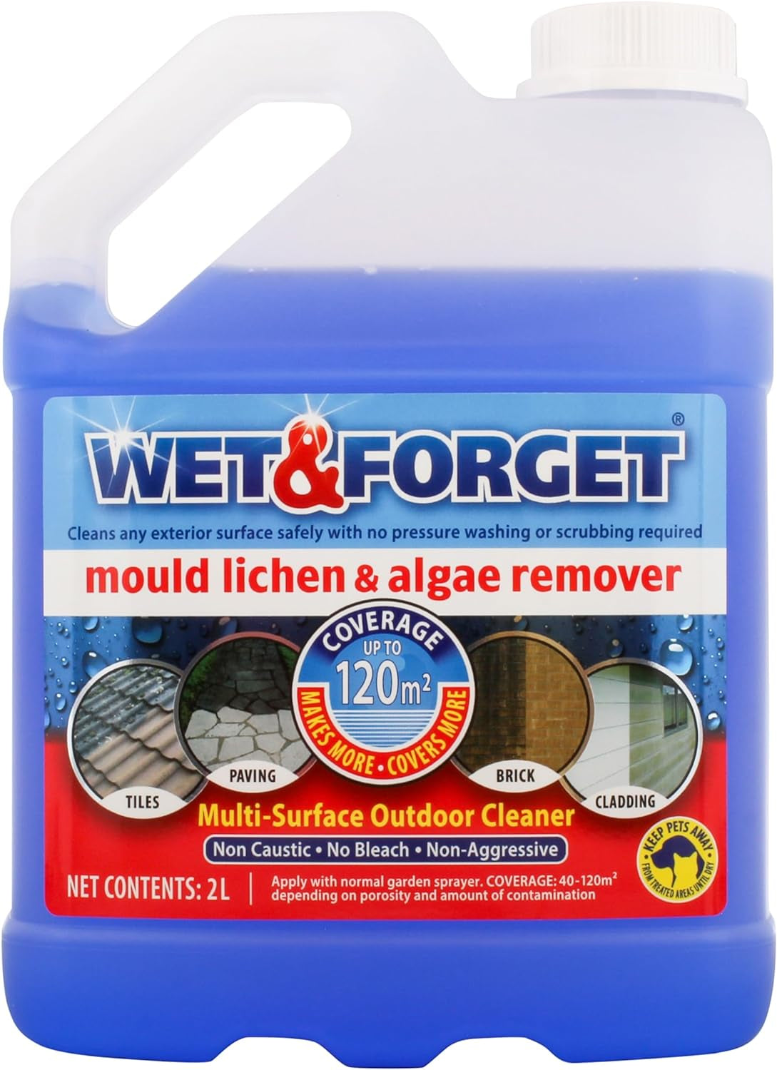 Wet & Forget Mould, Lichen & Algae Remover, Outdoor Cleaning Solution, Black Mould Remover, Bleach Free, 5 Litre