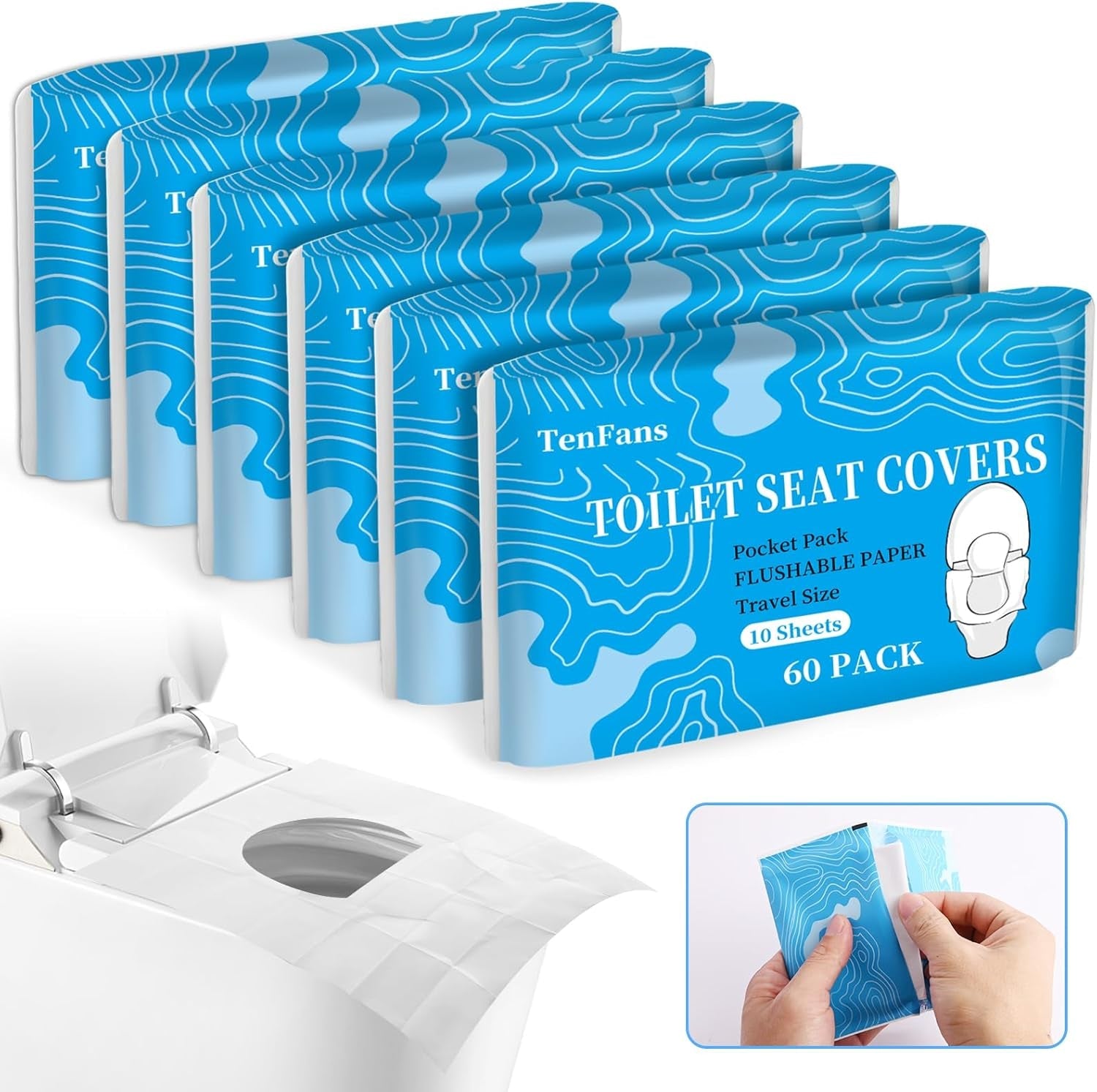 Toilet Seat Covers (60 Pack), XL Flushable and Biodegradable Paper Toilet Seat Cover Disposable for Adult and Kids’ Potty Training, Great for Airplane, Travel Seats, Public Restroom and Camping