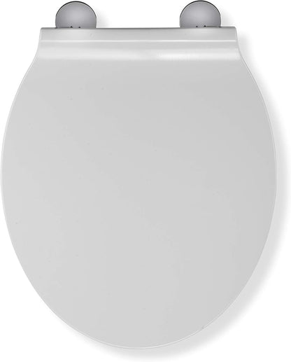 Croydex Eyre Soft Close Toilet Seat D Shape with One Button Quick Release and anti Bacterial Thermoset Plastic, Flexi-Fix V Plate Universal Hinges, Top or Bottom Fix Rust Free Hinge Fittings