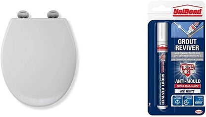 Croydex Eyre Soft Close Toilet Seat D Shape with One Button Quick Release and anti Bacterial Thermoset Plastic, Flexi-Fix V Plate Universal Hinges, Top or Bottom Fix Rust Free Hinge Fittings