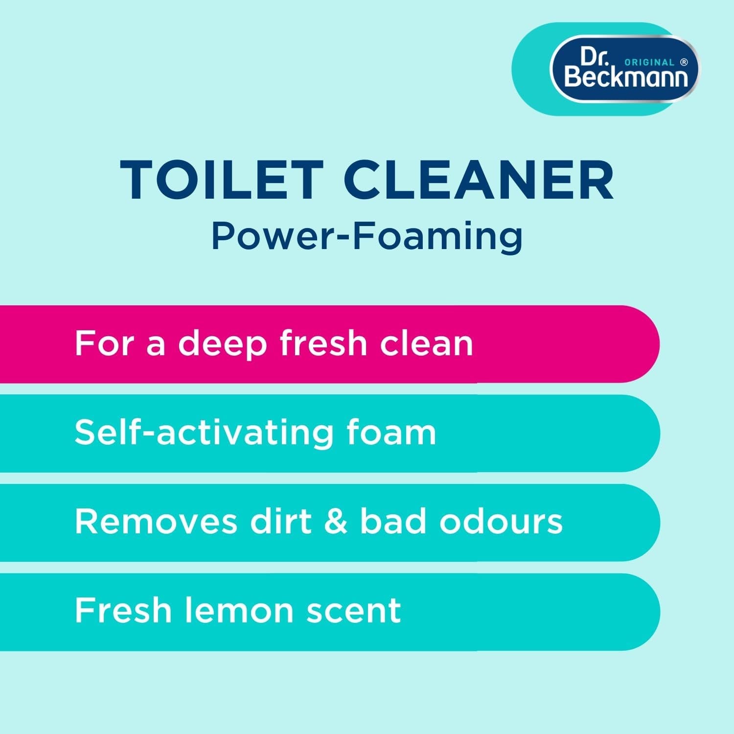 Dr. Beckmann Power-Foaming Toilet Cleaner | for Deep Fresh Cleaning | Activated Carbon | Lemon Fersh | Remove Dirt and Bad Odour | 3 X 100Gm Sachets