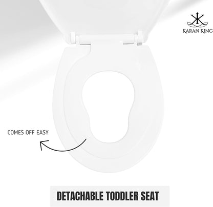 KARAN KING - Convenient Quick-Release Family Toilet Seat for Easy Cleaning and Potty Training - Adjustable 360 Degree Hinges for Adult and Kid-Friendly Use - Kid-Friendly Toilet Seat, Easy Fit