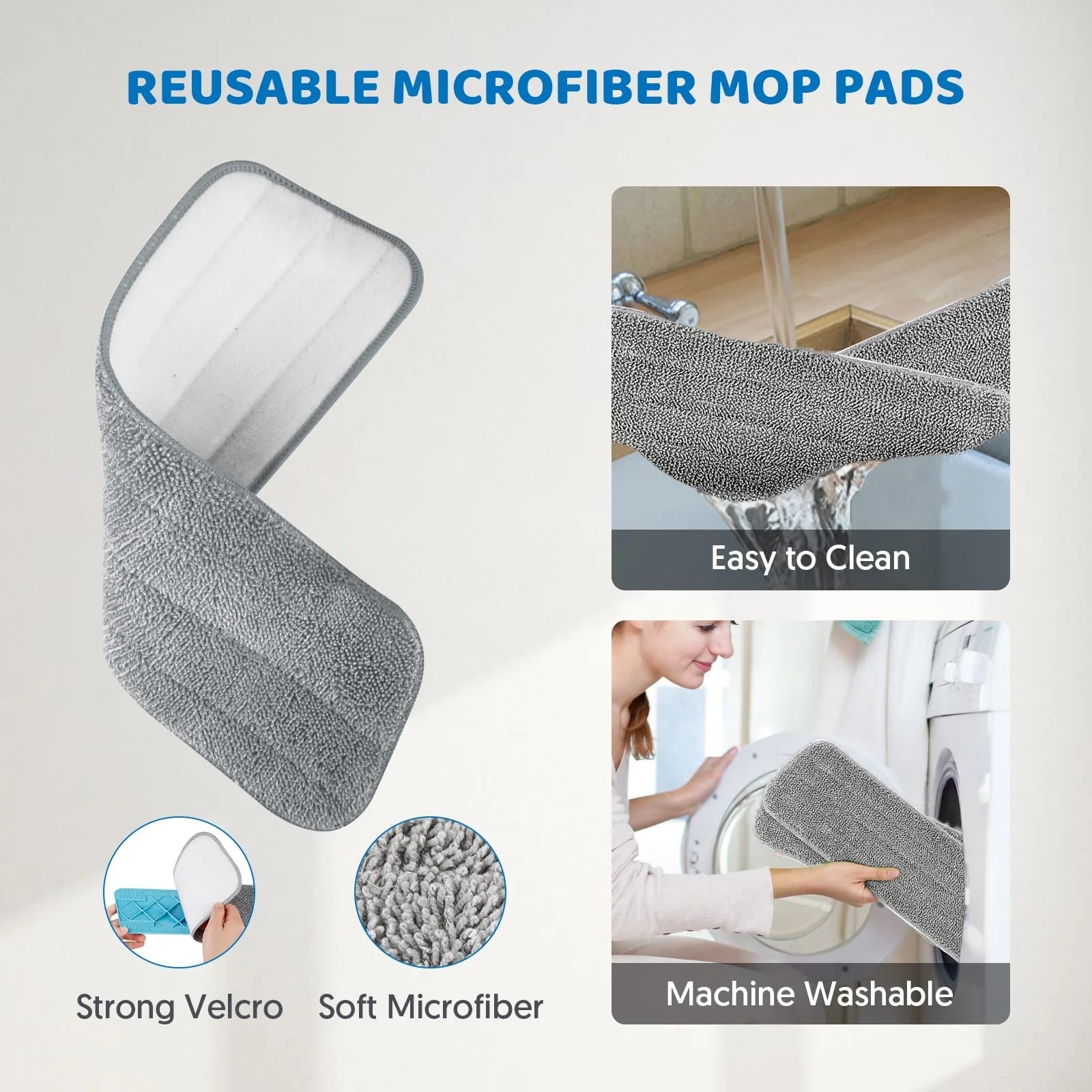 SUGARDAY Microfiber Spray Mops for Floor Cleaning with 4 Washable Pads 2 Refillable Bottle Blue