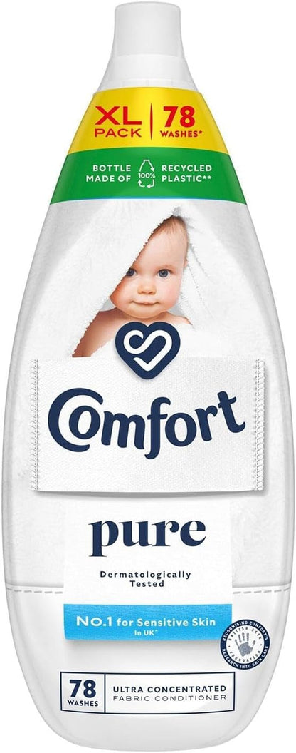 Comfort Pure Sensitive Fabric Conditioner Dermatologically Tested Gentle Next to Sensitive Skin 160 Washes (4.8 L)