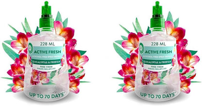 Air Wick Aerosol-Free Automatic Air Freshener Spray Refill, Eucalyptus & Freesia, Pack 1 X 228Ml, 24X7 Active Fresh Odour Neutraliser, Lasts up to 70 Days, Air Freshener for Home