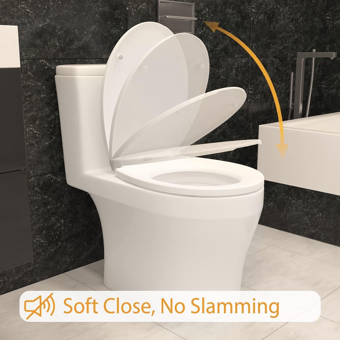 Soft Close Toilet Seat, Oval Toilet Seat, Quick-Release for Easy Cleaning, Standard Size Toilet Seat, Durable Toilet Seat, Comes with Top Fitting by AAN®