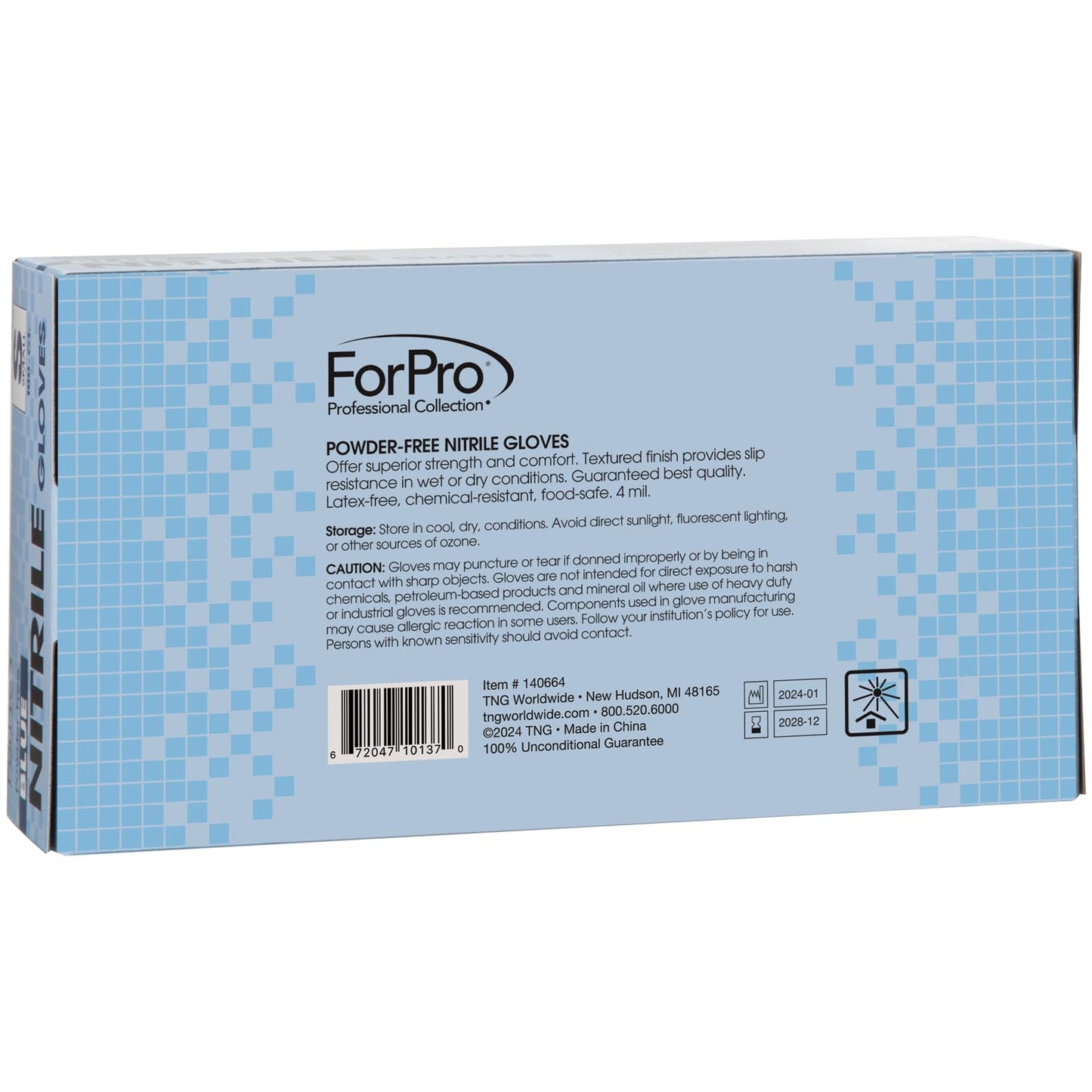 ForPro Disposable Nitrile Gloves, Powder-Free, Latex-Free, Chemical & Food Safe, Non-Sterile, 4 Mil, Black, Large, 100-Count