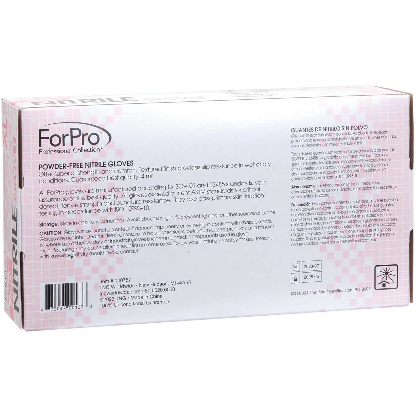 ForPro Disposable Nitrile Gloves, Powder-Free, Latex-Free, Chemical & Food Safe, Non-Sterile, 4 Mil, Black, Large, 100-Count