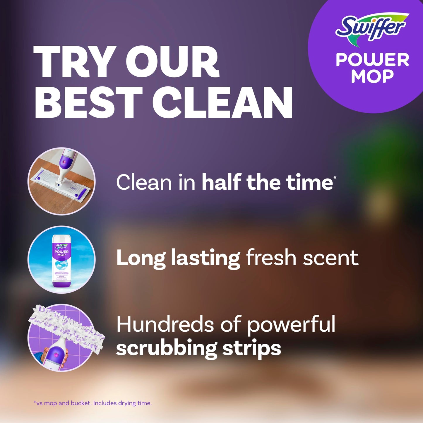 Swiffer PowerMop Multi-Surface Mop Kit for Floor Cleaning, Includes PowerMop, 2 Mopping Pad Refills, 1 Cleaning Solution with Fresh Scent and Batterie