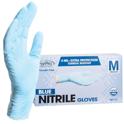 ForPro Disposable Nitrile Gloves, Powder-Free, Latex-Free, Chemical & Food Safe, Non-Sterile, 4 Mil, Black, Large, 100-Count