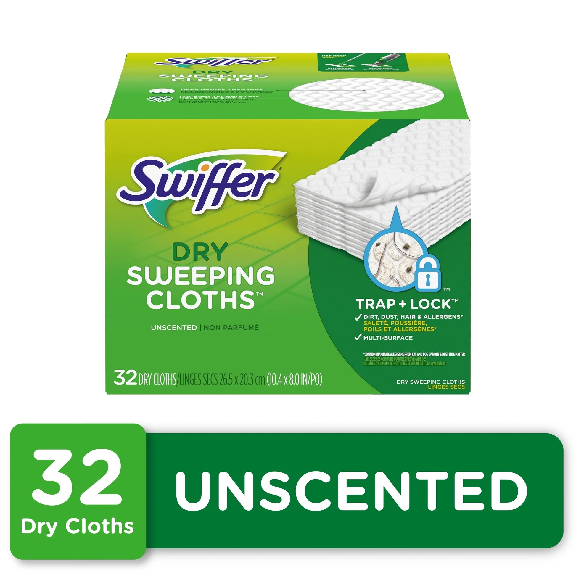 Swiffer Sweep + Mop, Dry Pads Refill, Floor Cleaner, Cleaning Cloths, Unscented, 52Ct