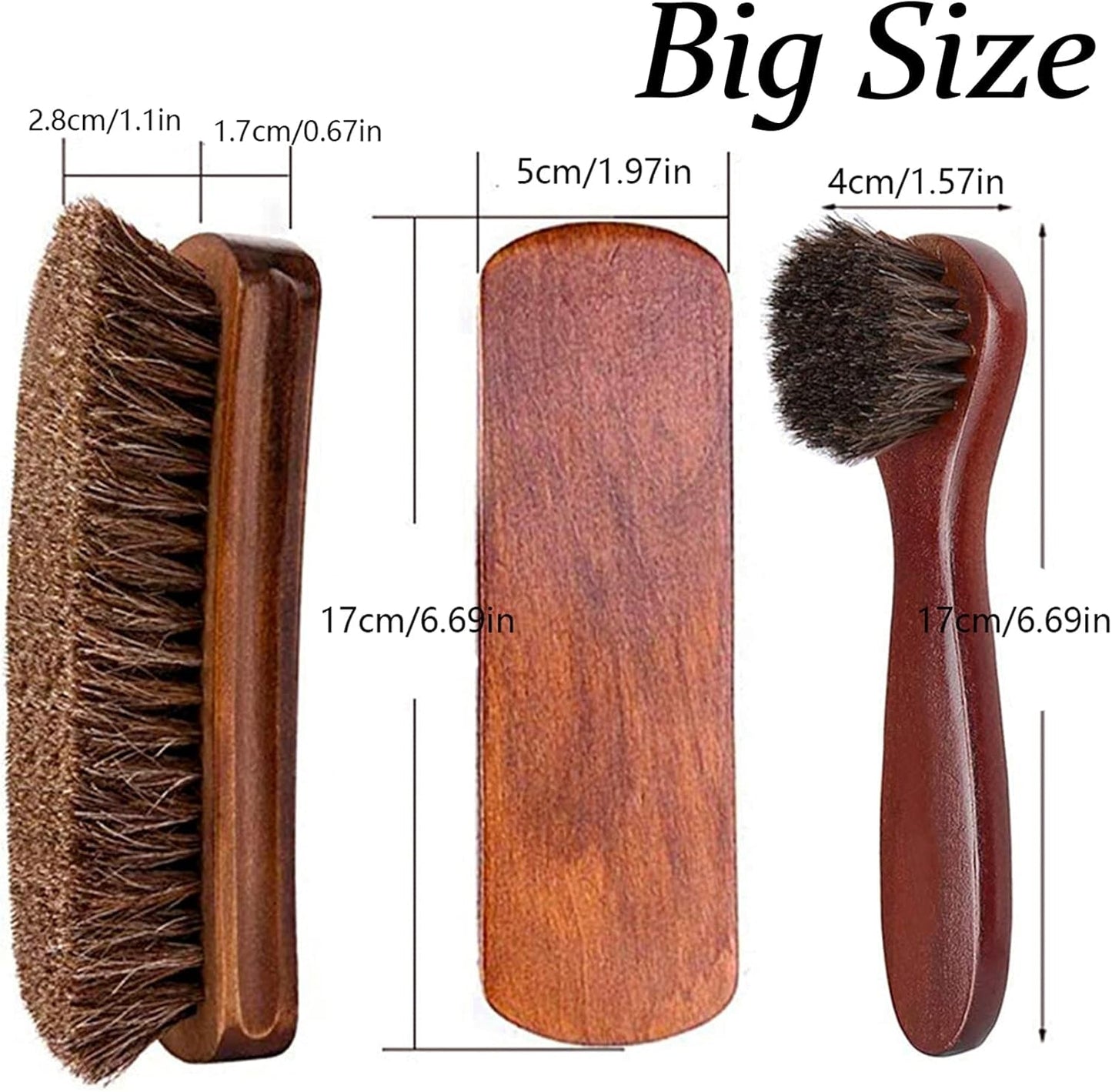 Shoe Brush Set, Ky-Tech 2Pcs Premium Soft Shoe Brush Shoe Shine Brush for Buffing Polishing, Horse Hair Brush Shoe Cleaning Brushes for Boots, Shoes, Car Seats, Sofas, Bags Great