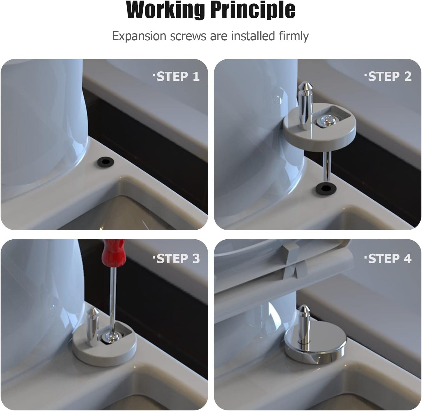 Quick Release Toilet Seat Fixings, Ancabletop Universal Toilet Seat Hinge Fittings for WC Toilet Blind Holes 2 Pack