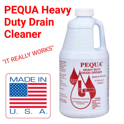 PEQUA HEAVY DUTY DRAIN OPENER KIT - 64 Ounce Clog Remover, Gloves, Pipe Tool Bundle for Sink, Shower Hair Clog Remover Dissolver