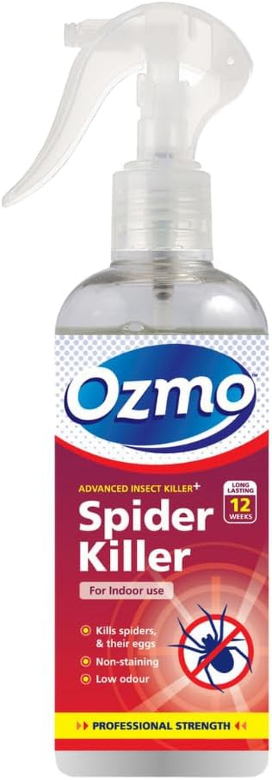 Ozmo Spider Killer Spray, 250Ml, Use on Hard Non-Porous Surfaces, Hard and Soft Furnishings, Carpets and Fabrics