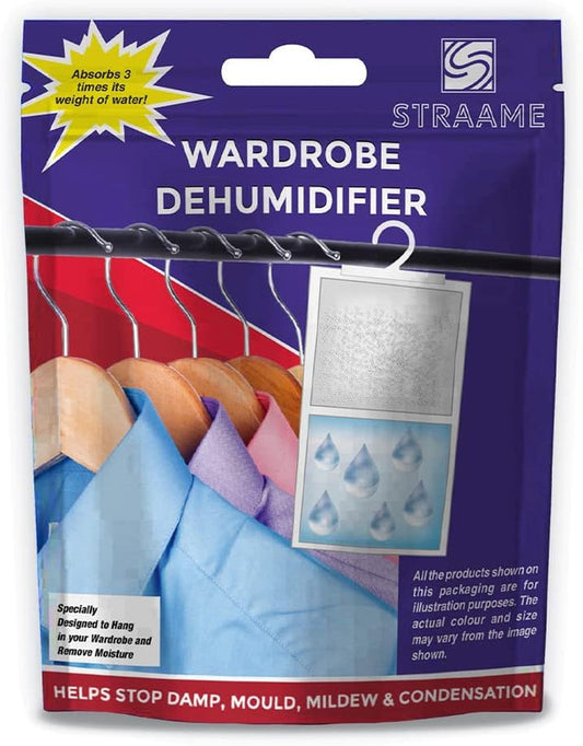 Straame Interior Hanging Dehumidifier | Absorbs Damp, Mildew, Mould and Condensation | Easy to Use and Long Lasting | Hydrophilic Crystals Small Dehumidifier| Ideal for Wardrobes (Pack of 12)