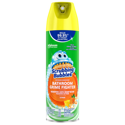 Scrubbing Bubbles Bathroom Grime Fighter Disinfectant Cleaner Aerosol, Citrus, 20 Oz, 1 Count